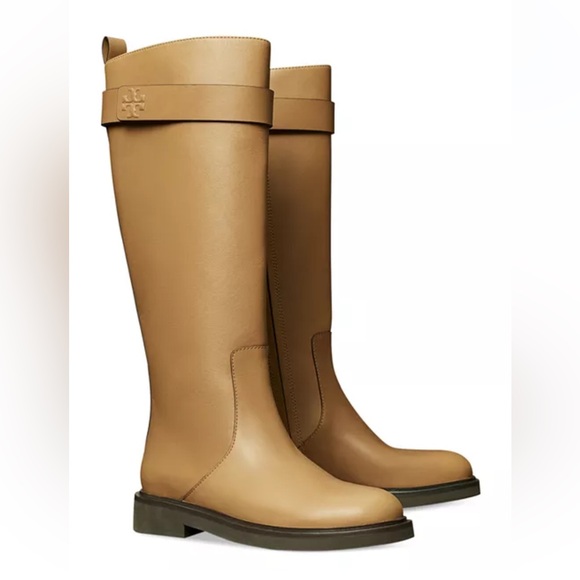 Tory Burch Women's Double T Leather Utility Tall Boots - Picture 1 of 3